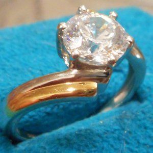 NEW LUSTRO STELLA Made with Finest CZ Ring in Vermeil YG and Sterling! 7